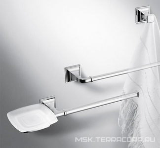 Полотенцедержатель+мыльница, крепление справа, (стекло матовое, креплен. цв.хром),  Colombo Portofino B3274 SX