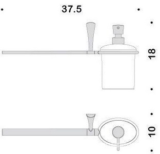П-держатель, совм. с дозатором д. ж/м 37,5х10хh18см (дозатор СПРАВА) (цв. хром / стекло мат.)  ZZ Colombo Land B2874DX.000