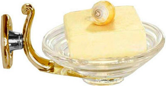 Мыльница настенная, (стекло прозрачное, держатель цв.хром/золото),  Pomd'or Windsor 26.60.01.003