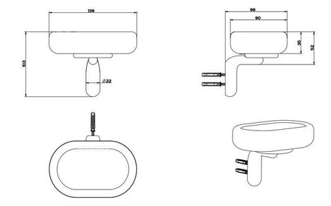 Мыльница настенная, (белая керамика, держатель цв. хром),  ZZ Gessi Goccia 38001 031