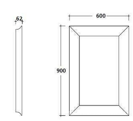 Зеркало 60хh90см, (не реверсивное), (рамка дерево цв. черный лак),  KL Galassia Ethos 8491NE