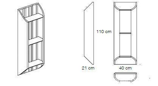 Пенал открытый настенный 40х110х21см (цв.Ebony, вставка BronzoAntico,крепл. в комплекте)  ZZ Karol Bania KB 260/Ebony/BrAntico