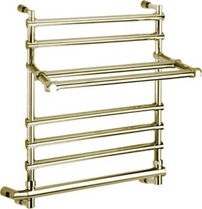 Полотенцесушитель с полочкой 500/570хh603х330мм, (электрика+Box, подключение справа), цв.золото, Margaroli ZZ Margaroli Sole 552/6/500 GL