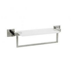 Полка стеклянная с мет. креплениями 400мм, совмещ. с полотенцедержателем (цв. brush nikel/стекло матовое) 9800 XX