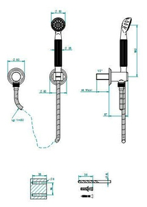 Комплект для душа (лейка, кронштейн для лейки, шланг д/д 150см, шланговое подсоединение G1/2, (цв. золото (Dore)) ZZ THG Jaipur Aragonite A9A-F01-52