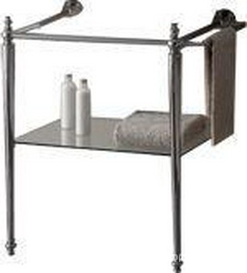 Консоль металлическая с полотенцедержателем и стеклянной полочкой под раковину Cambridge 64см, (цв. хром),  ZZ Devon & Devon Tiffany DETIFFANYCR