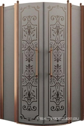 Душевое ограждение, 1/4 круга, R550, 1000х1000хh1950мм, 2 расп.двери с 2 неподв.сегм., (профиль цв. бронза, стекло 6мм матовое.с прозр.рис), Malme ZZ