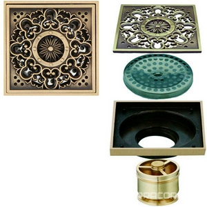 Трап сливной CANYON d40, с декоративной решеткой 100х100 мм, с мех-м обратным клапаном, бронза XX Veragio Canyon VR.CAN-2017.BR