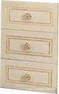 Шкаф дополн. для тумбы под раковину, 35,2х47см, 3 выдв. ящика, с внутр. ткан. обивкой, ручки цв. золото,  ZZ Labor Legno Hermitage HE 0/10СС OROV