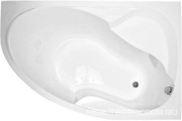 Ванна акриловая "АМЕЛИЯ", 1600х1050, правая, смеситель/излив "Бриз/Линкольн (б)", декорат. молдинг хром, слив-перелив и каркас в компл. ZZ