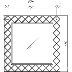 Зеркало  90 876*876*24 мм, белая рама, БЕЗ светильников, крепеж в комплекте ZZ Aquaton Венеция 1A155702VNL10