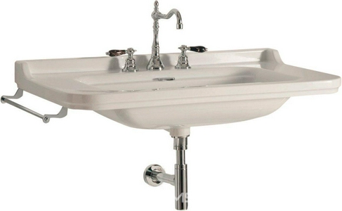 Раковина 80х55см, с 3 отв.д/смес., без крепл., (накладка отверстия перелива цв.хром),  ZZ Kerasan Waldorf 4141K1  ТРИ ОТВЕРТИЯ ДЛЯ СМЕСИТЕЛЯ