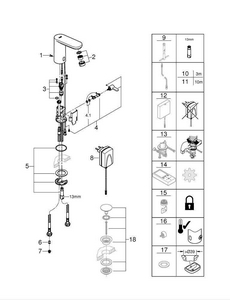 Инфракрасная электроника для раковины Eurosmart Cosmopolitan E со смешиванием (работа от сети 220V), хром ZZ Grohe Eurodisc Cosmopolitan 36325001