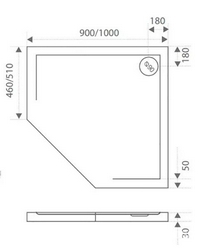 Поддон "" 100x100, плоский, литьевой мрамор, без сифона ZZ Bas Пента ЛП00009