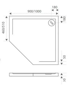 Поддон "" 100x100, плоский, литьевой мрамор, без сифона ZZ Bas Пента ЛП00009