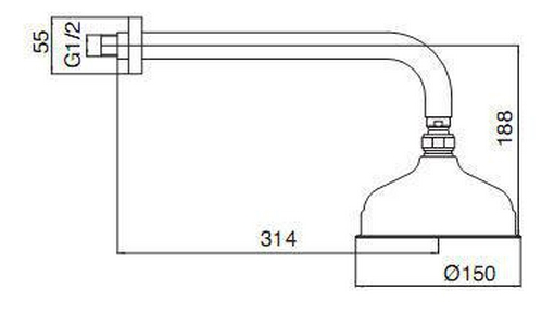 Душ верхний, стационарный, лейка d 15см, настенный монтаж, (кронштейн 30см, декор чашка в компл.), (цв.бронза) ZZ 3M Okay 499 UU