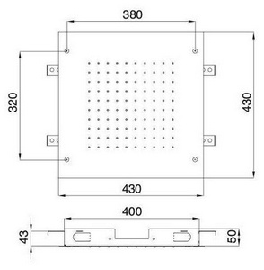 Душ верхний, стационарный, встраиваемый в потолок, квадрат 430х430мм, (цв. тертая сталь), 3M ZZ 3M Showers & Thermostat RTBR300 JJ
