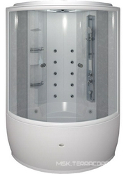 Душевой бокс "ЛАУРА компл.2", шторки "PRIMAVERA", стандарт. ГМ в ванне, контрол. 300, функция "Пар", горизонт. ГМ10, верт. душ, смес./излив "МиниСфера