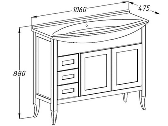 Тумба напольная  105, 1060*880*475 мм, цвет св. орех, БЕЗ раковины Лагуна 105 ZZ Opadiris Мираж 00-00000056