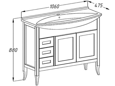 Тумба напольная  105, 1060*880*475 мм, цвет св. орех, БЕЗ раковины Лагуна 105 ZZ Opadiris Мираж 00-00000056