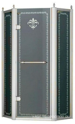 Душ. уголок 900х900хh1950мм,5-ти угольн.,расп.дверь петли слева,с 2мя неподв.сегм,вход 507мм,(ст.матов. с прозр. узором,6/8мм, фурн.цв.хром), Retro XX