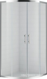 Душевой уголок 900х900хh1900мм, 1/4 круга, R550мм, 2 сдвиж.дверцы с 2 неподв. сегм., вход 550мм, (стекло текстурн. Punto 6мм, фурн.цв.хром),  ZZ Cezares Eco ECO-R-2-90-P-Cr