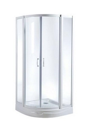 Душ.уголок, 90x90х203 см, раздвиж. двери, проф.мат.хром, стекло прозрачное, низкий поддон с сифоном в компл.XX