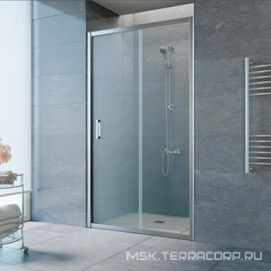 Дверь в нишу , 135x190 см, двухсекционная раздвижная с покрытием QuickNano, профиль глянцевый хром, стекло сатин ZZ Vegas Glass ZP ZP 0135 08 10 QuickNano