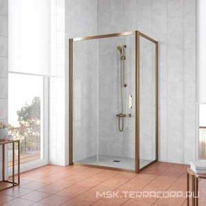 Душевое ограждение , 140*100*1900 мм, профиль бронза, стекло прозрачное, БЕЗ поддона ZZ Vegas Glass ZP+ZPV ZP+ZPV 140*100 05 01
