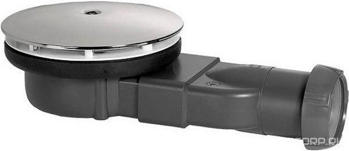 Сифон для акриловых, SMC и душевых поддонов из искусств. мрамора, отверст.слива d90мм, c "Сухим" затвором 33 л/мин.,(крышка слива цв.хром), Cezares ZZ Cezares Универсал CZR-03-90