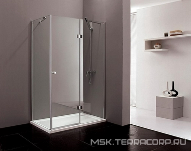 Душевой уголок 1000х800хh1950мм, прямоугольный, "Правый"/ "Левый" распаш. дверь, с неподв.стенкой (стекло прозр. 6мм, фурн/хром),  ZZ Cezares Verona VERONA-AH-1-100/80-C-Cr