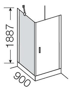Элемент боковой с опорой, DX/SX прав./лев., для распашной двери (86,5/89хh191см, стекло 6мм, GL прозр., фурн. 28 arg/cr, мат.хром/хр.)  ZZ Provex Elegance 0004WE28GL
