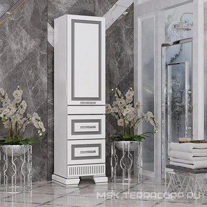 Пенал  напольный 488*1800*399 мм, правый, цвет белый/серебряная патина ZZ Opadiris Оникс Z0000005504