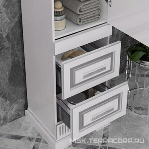 Пенал  напольный 488*1800*399 мм, правый, цвет белый/серебряная патина ZZ Opadiris Оникс Z0000005504