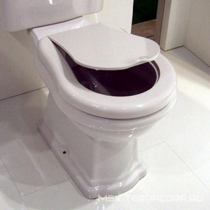 Сиденье для унитаза, c микролифтом, (пластик цв.белый, петли цв.хром),  ZZ Kerasan Retro 108901