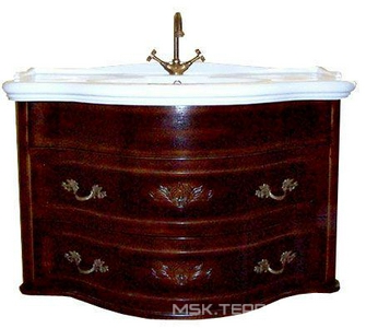 Тумба подвесная 103х54хh62см, (под раковину), с двумя выдв. ящиками, (цв.Noce, ручки 4шт. цв.бронза), крепёж в комп.,  ZZ TW Collection Armony 7224/S Noce