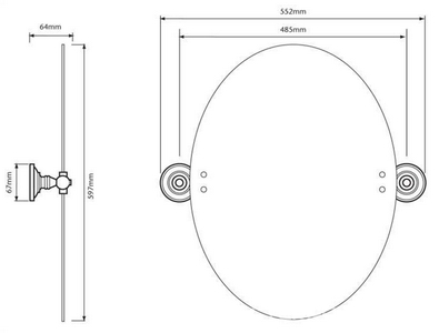 Зеркало овальное 485(552)хh597мм, поворотное, (крепления металл цв. бронза),  ZZ Gaia Lincoln AHLN15 BR