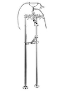 Смеситель для ванны, напольный, трубы 2шт., крепёж к сифону, лейка, шланг, кронштейн в компл., (цв. хром),  ZZ Gaia Chopin RN 600/C CR