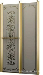 Дверь в нишу 1000хh1950мм, распашная во внутрь и наружу, с неподв.сегм., вход 521мм, правая/левая, (профиль цв. золото, стекло 6мм мат.с прозр.рис ZZ Romance Collection Bristol BL.S2.100.REV.FGTP G КЛАССИКА