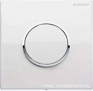 Клавиша смыва монтажного элемента для писсуара Universal,  (рамка белая., кольцо хром глянц., клавиша белая) пластик "" ZZ Geberit Sigma 10 116.015.KJ.1