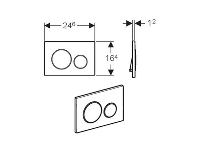 Клавиша двойного смыва, (пластик, рамка белая, кольца хром глянц., клавиши белые),  ZZ Geberit Sigma 20 115.882.KJ.1