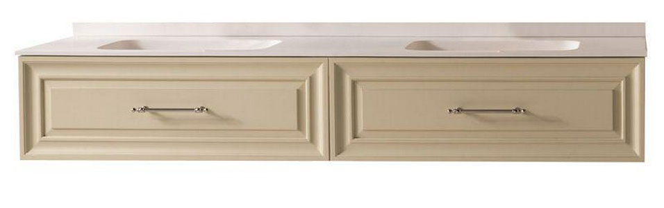 Столешница 210,5х51хh7см из минерального литья со встроенной двойной раковиной на 1 отв. для смесителя,  ZZ Gaia Biografia PLANA211DV