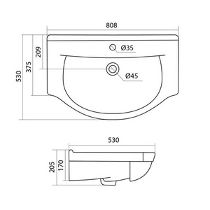 Раковина Эльбрус-80см., для мебели  80, белая ZZ Mirsant Камилла 1WH109653