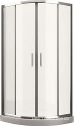 Душевое ограждение 1/4 круга, R550, 1000х1000хh1950мм, 2 сдвижн.двери, 2 неподв.сегмента, (стекло прозр. Easy Clean 6мм, профиль цв.хром), Umea ZZ