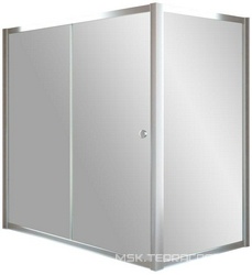 Шторка на ванну ZV+ZVF, 170x75x140 см, раздвижная с неподвижной боковой стороной, профиль хром глянцевый, стекло прозрачное ZZ