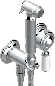 Гигиенический душ (лейка с кнопкой+шланг+держатель+шланговое подсоединение) (цв.шлиф.никель) ZZ THG Broadway A52-C01-05840/7