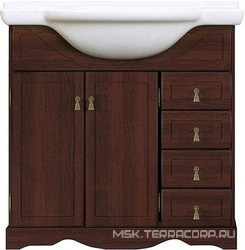 Тумба напольная Клио 80, 870x890x510 мм, цвет орех антикварный, БЕЗ раковины Дрея 85 ZZ