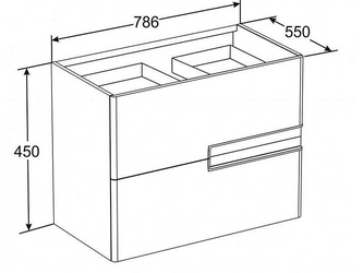 Тумба подвесная  Ice Edition 80, 786*450*550 мм, с 2 выдвиж. ящиками, Без раковины (n001376), цвет белый, крепеж в компл. KL Roca Victoria Nord ZRU9302731