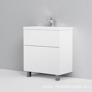Тумба напольная  75 см, 2 ящика, БЕЗ раковины, цв.белый AMPM Gem M90FSX07522WG32