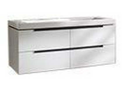 Тумба 1287хh524х449мм, д/одинар.рак.1300мм,(4выдв.отдел.,3контейн.д/акс.,4алюм.штанги,2стекл.перегор., креп.в комп.,(цв. DH Glossy White) ZZ Villeroy & Boch Subway 2.0 A69800DH